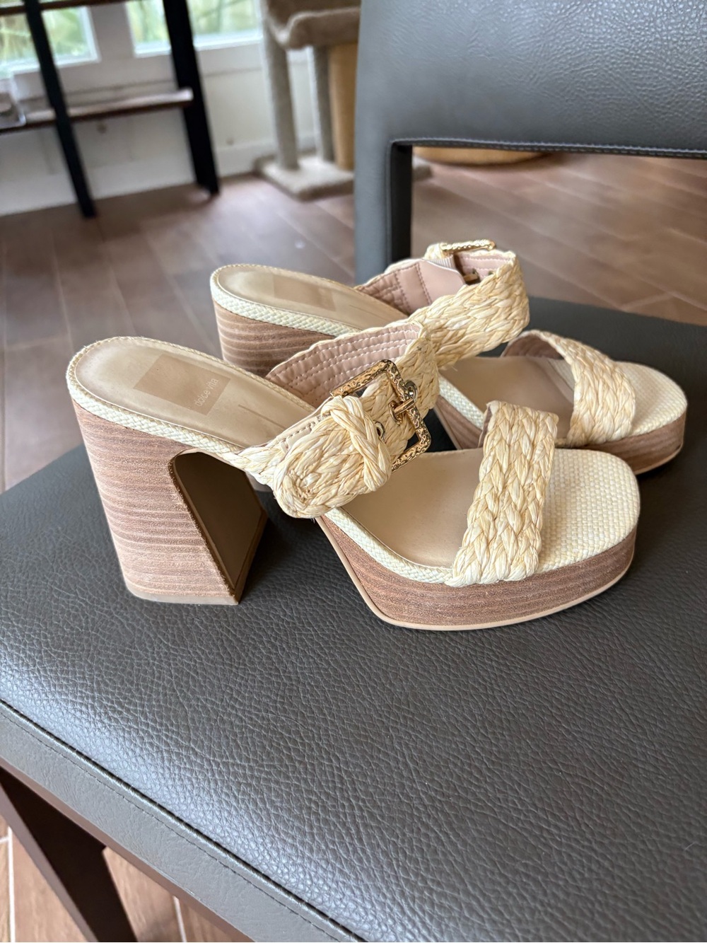 Dolce Vita Woven Ratan Platform Block Heel Sandals - Sz 8